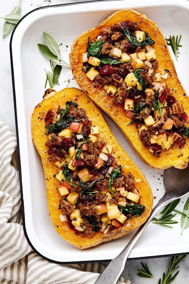 Stuffed Butternut Squash Boats