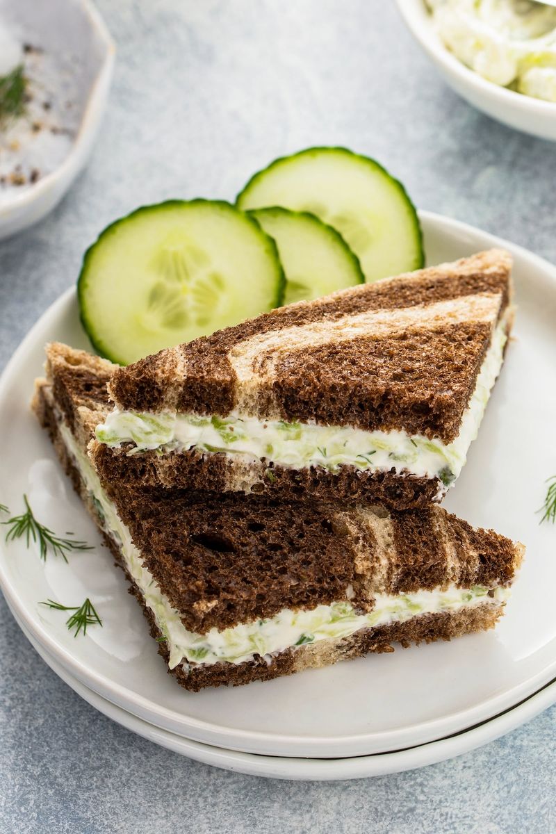 Cucumber Cream Cheese Sandwich on Rye