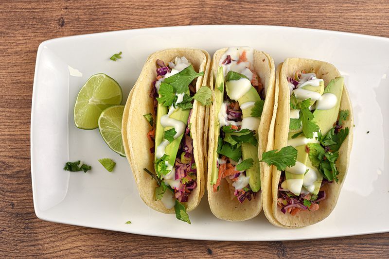 Sardine Tacos with Cabbage Slaw and Lime Crema