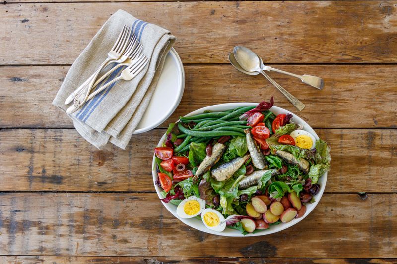 Sardine Nicoise Salad with Green Beans and Soft-Boiled Eggs