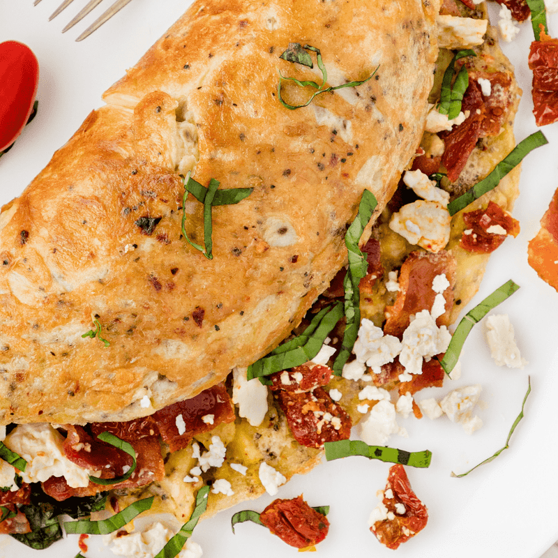 Sardine Omelette with Sun-Dried Tomatoes and Gruyere