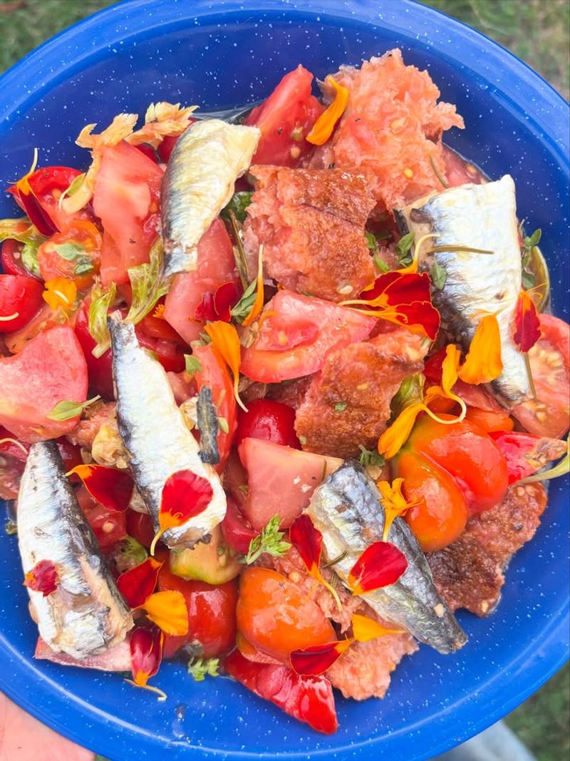 Sardine Panzanella with Sun-Dried Tomatoes and Basil