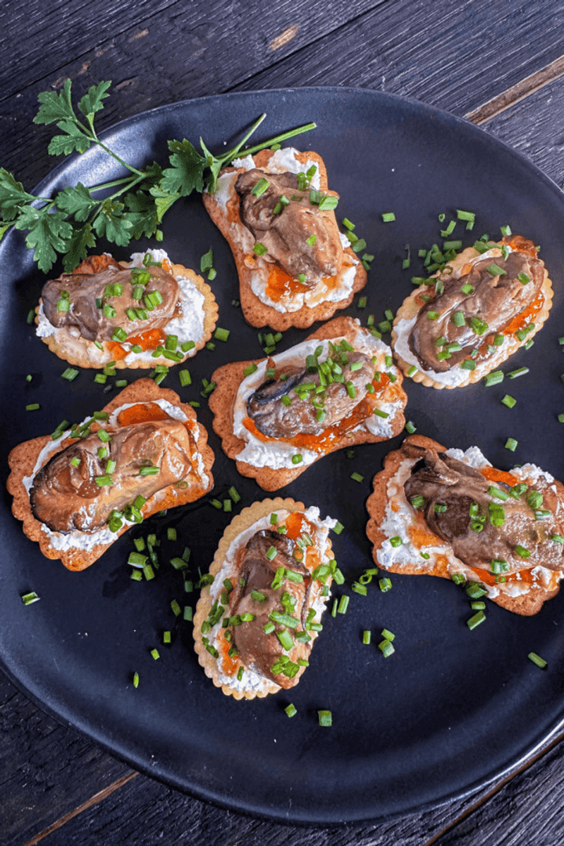 Smoked Oysters on Buttery Crackers