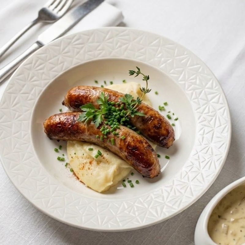 Mustard and Herb Mash with Toulouse Sausages