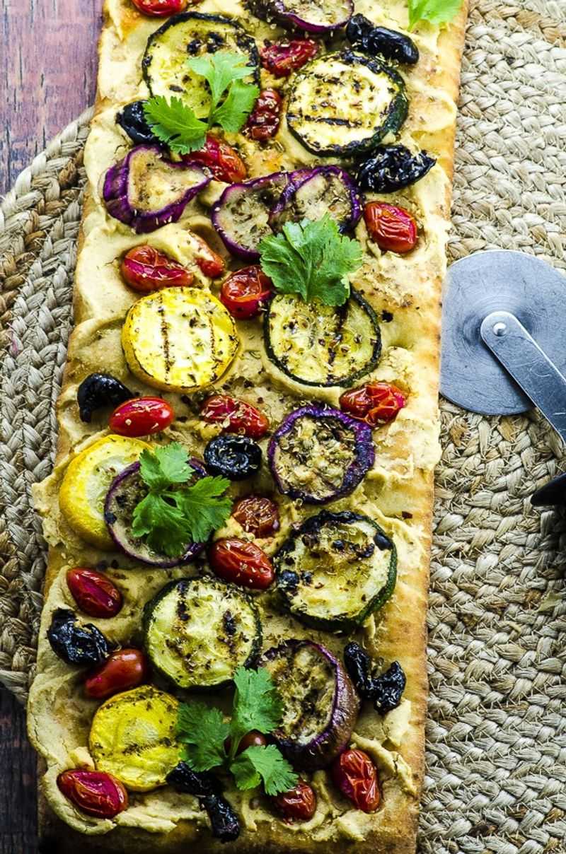 Grilled Veggie and Hummus Flatbreads