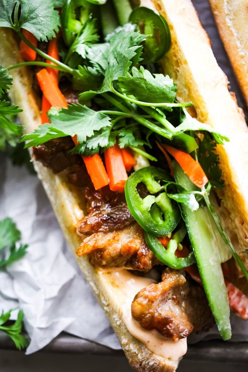 Bahn Mi Sandwich Overloaded With Fillings