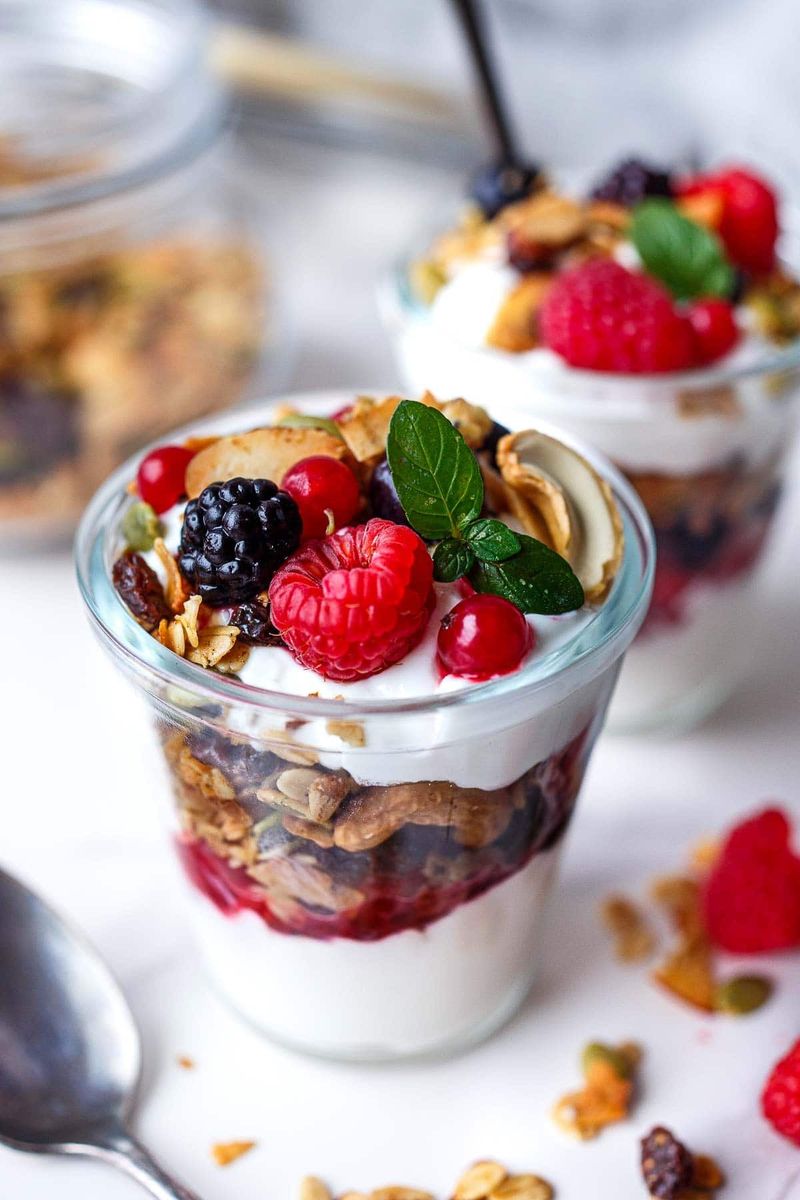 Greek Yogurt Parfait with Granola and Fresh Berries