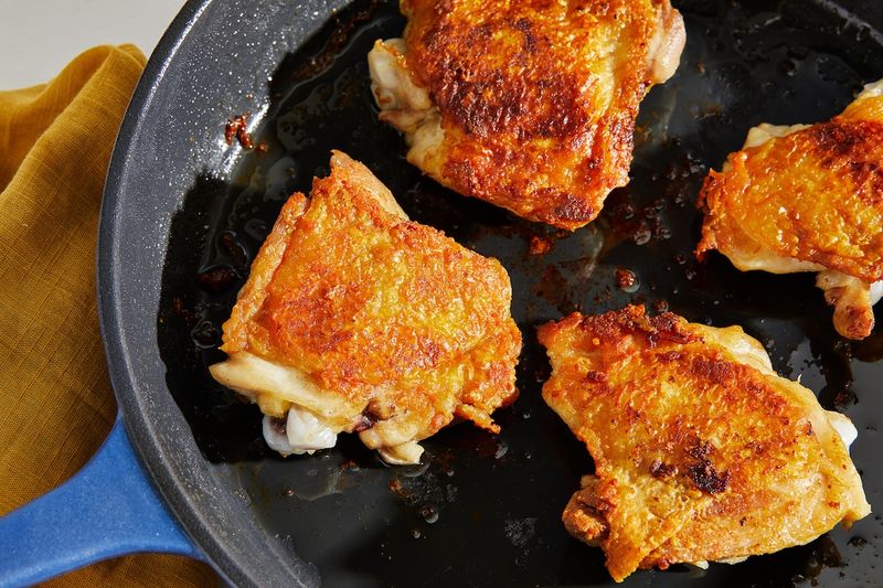 Crispy Skin Chicken Thighs With Pan Drippings