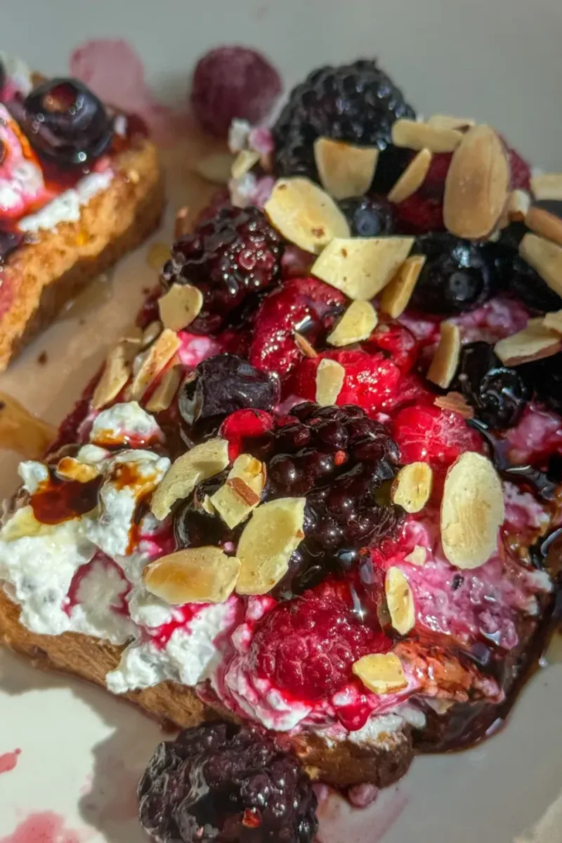 Whole Grain Toast with Smashed Berries