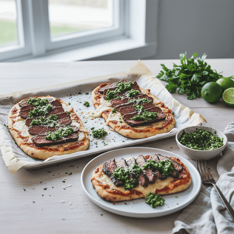 Leftover Steak and Chimichurri Flatbread