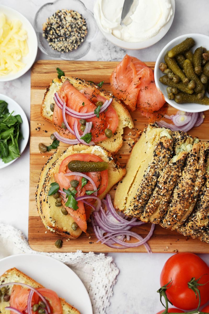 Cream Cheese and Everything Bagel Stack