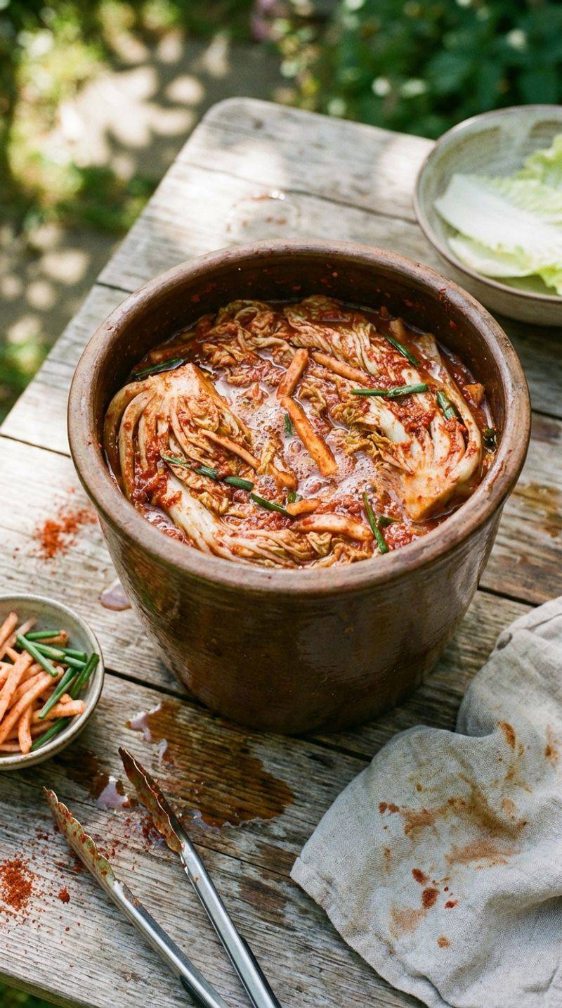 Kimchi in a Ceramic Pot