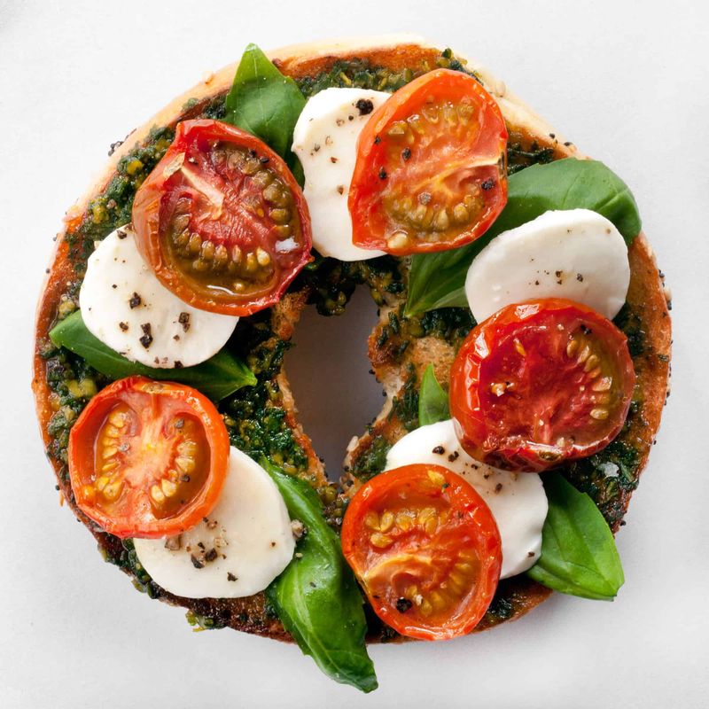 Caprese-Style Bagel with Mozzarella and Basil