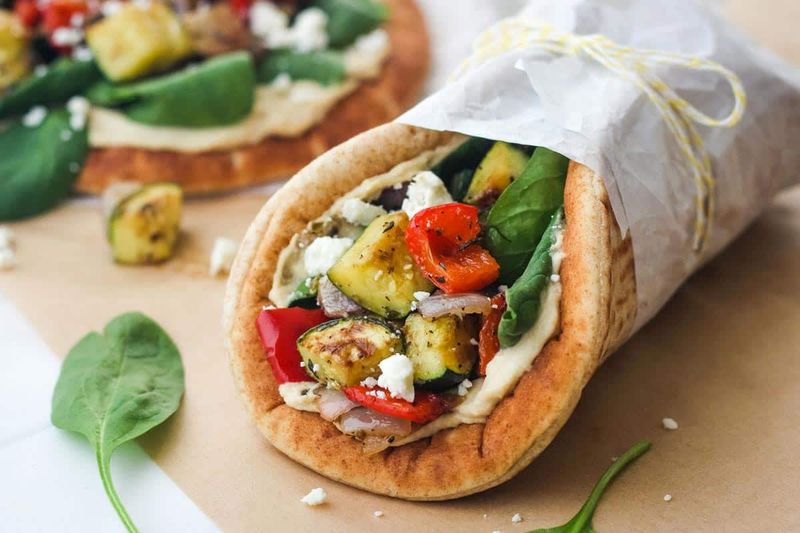 Hummus and Veggie Pita Wrap
