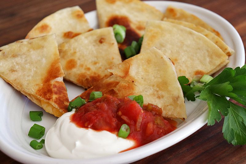Quesadilla with Salsa and Sour Cream