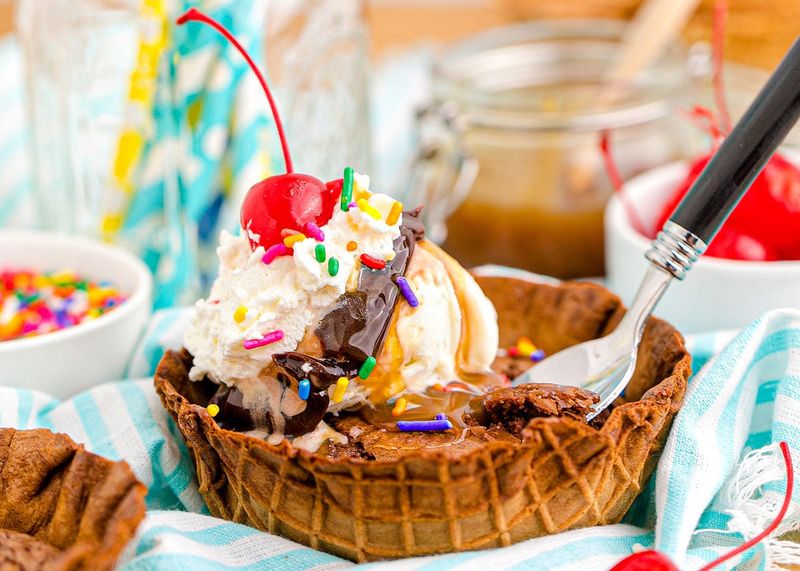 Ice Cream From a Waffle Cone Bowl