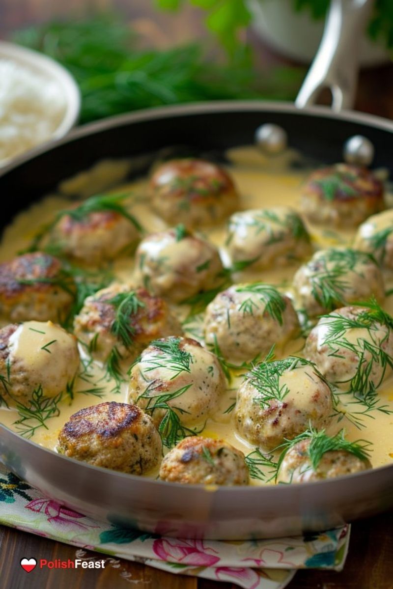 Polish Klopsiki (Meatballs in Dill Cream Sauce)
