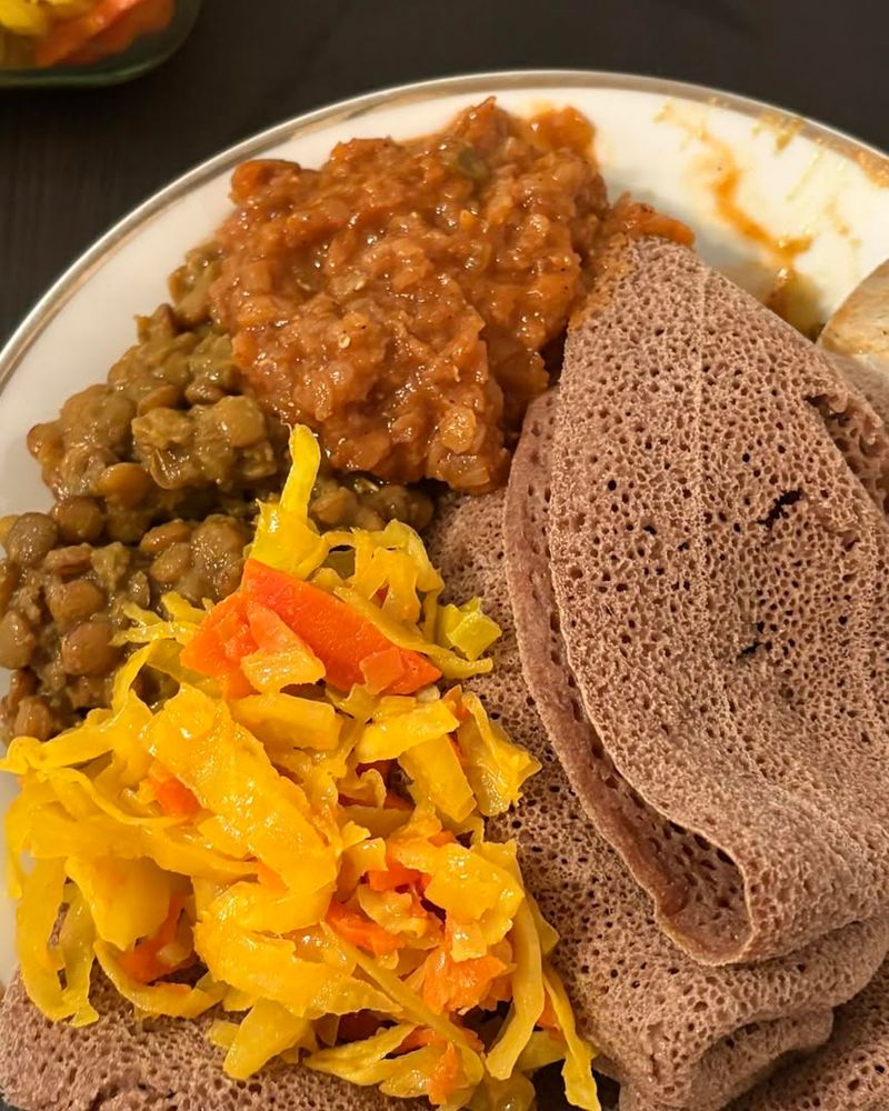 Ethiopian Injera with Lentil Tibs