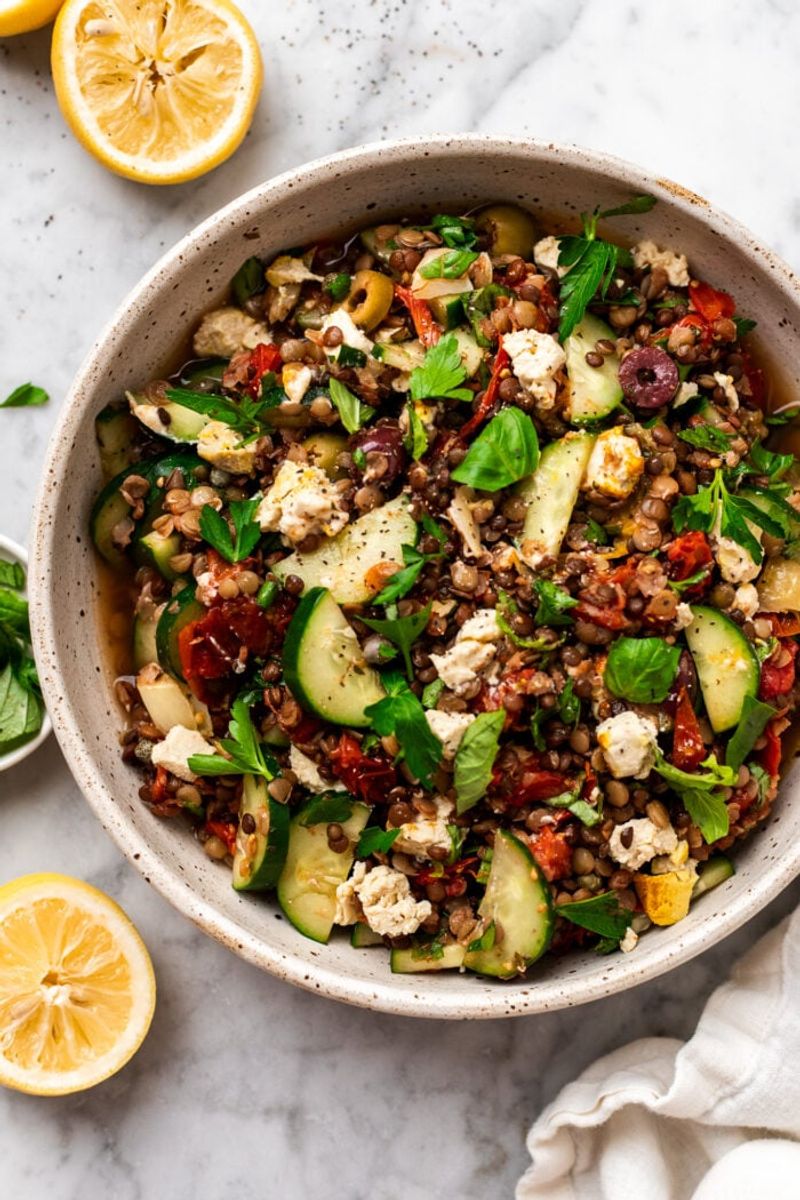 Mediterranean Lentil Bowl with Roasted Veggies