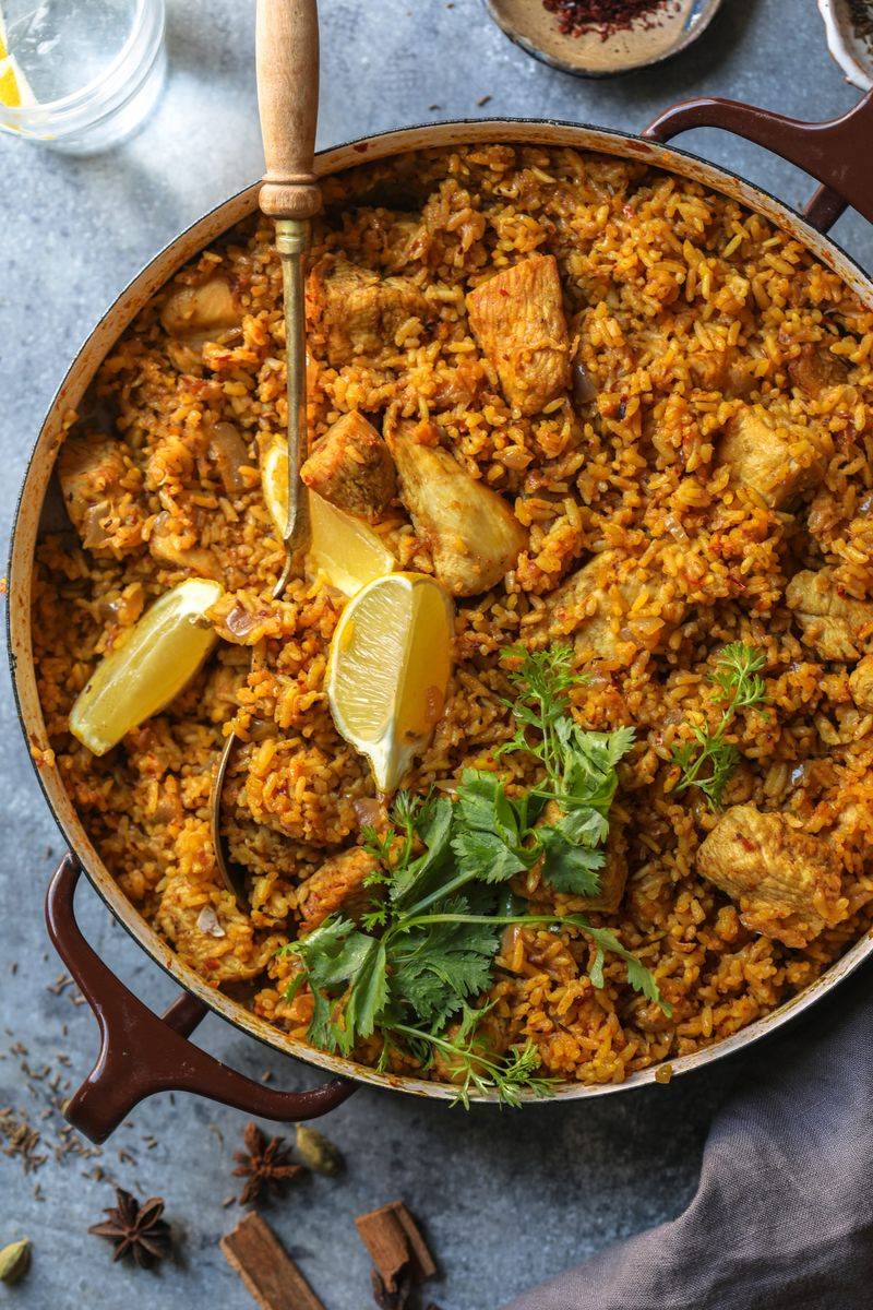 Turkish Chicken Pilav With Saffron And Dried Fruits