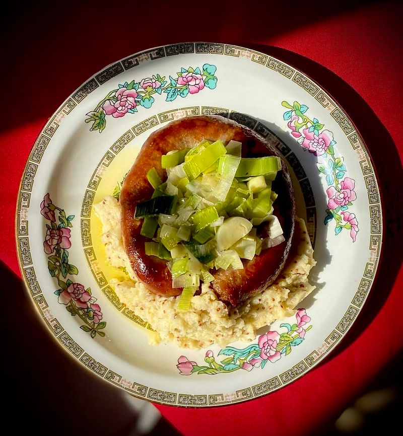 Buttered Leek Mash with Cumberland Sausages