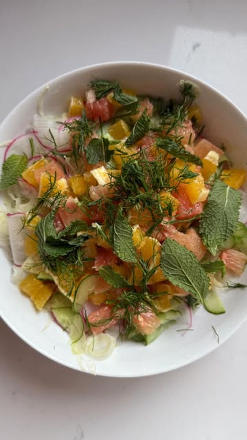 Shaved Fennel, Orange Zest, and Walnut Bowl