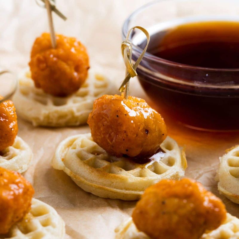 Crispy Chicken and Waffle Bites