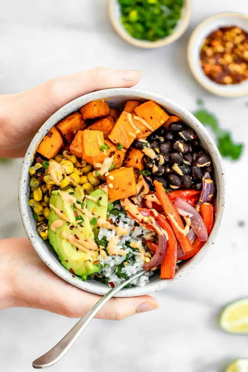Roasted Sweet Potato and Black Bean Burrito Bowl