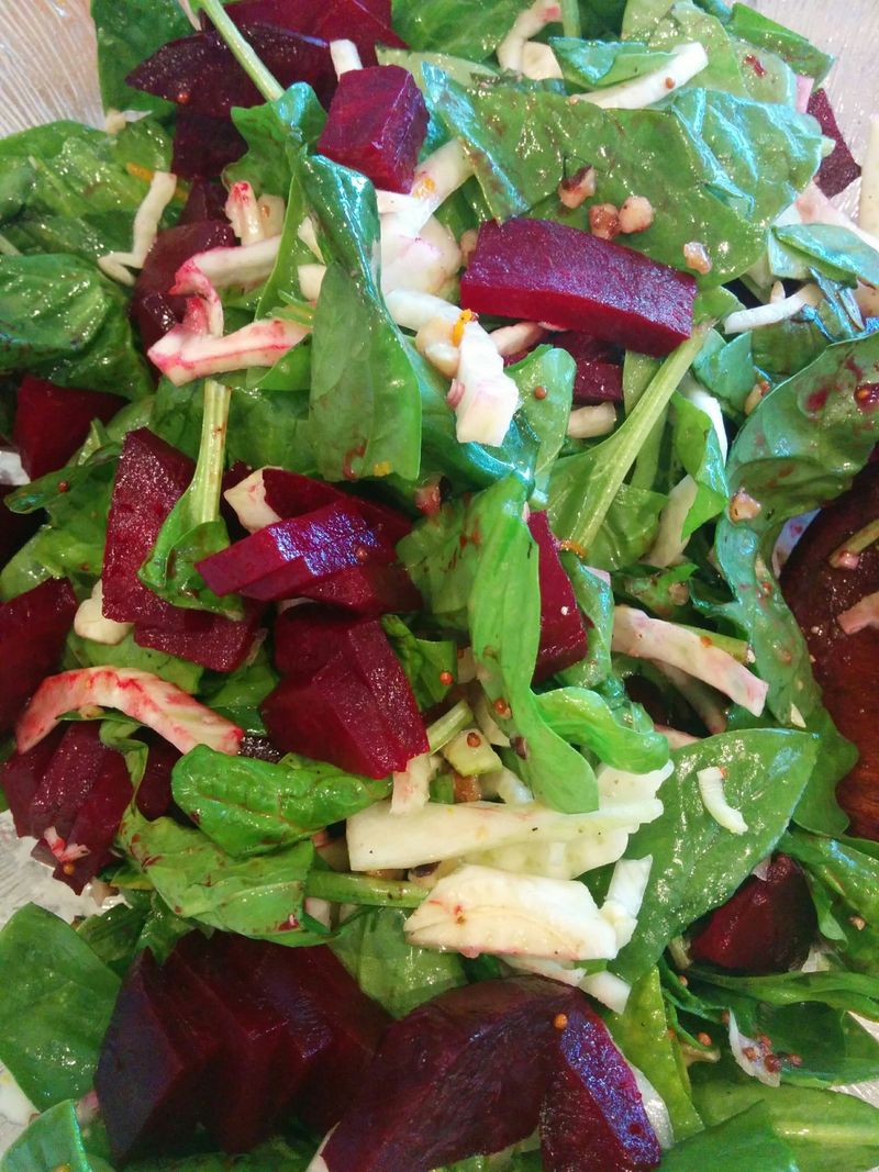 Arugula, Roasted Beets, and Thinly Sliced Fennel