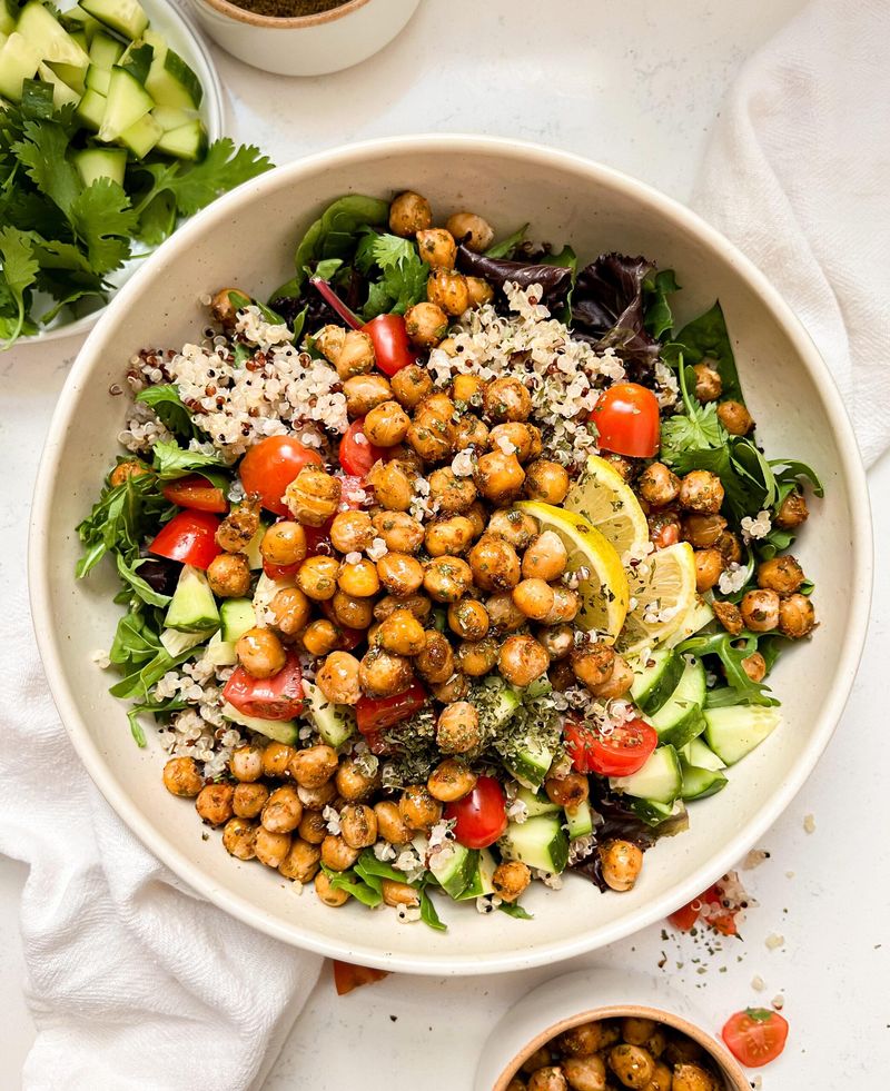 Warm Quinoa Bowl with Roasted Chickpeas