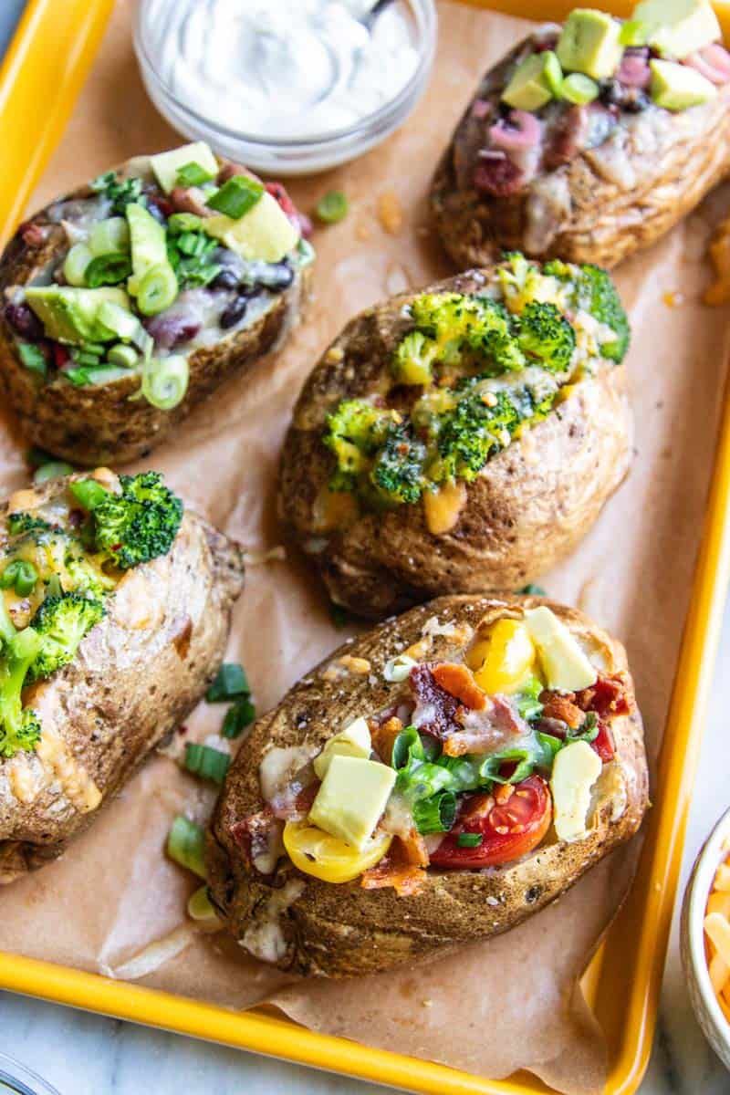 Loaded Baked Potatoes With Fridge Toppings