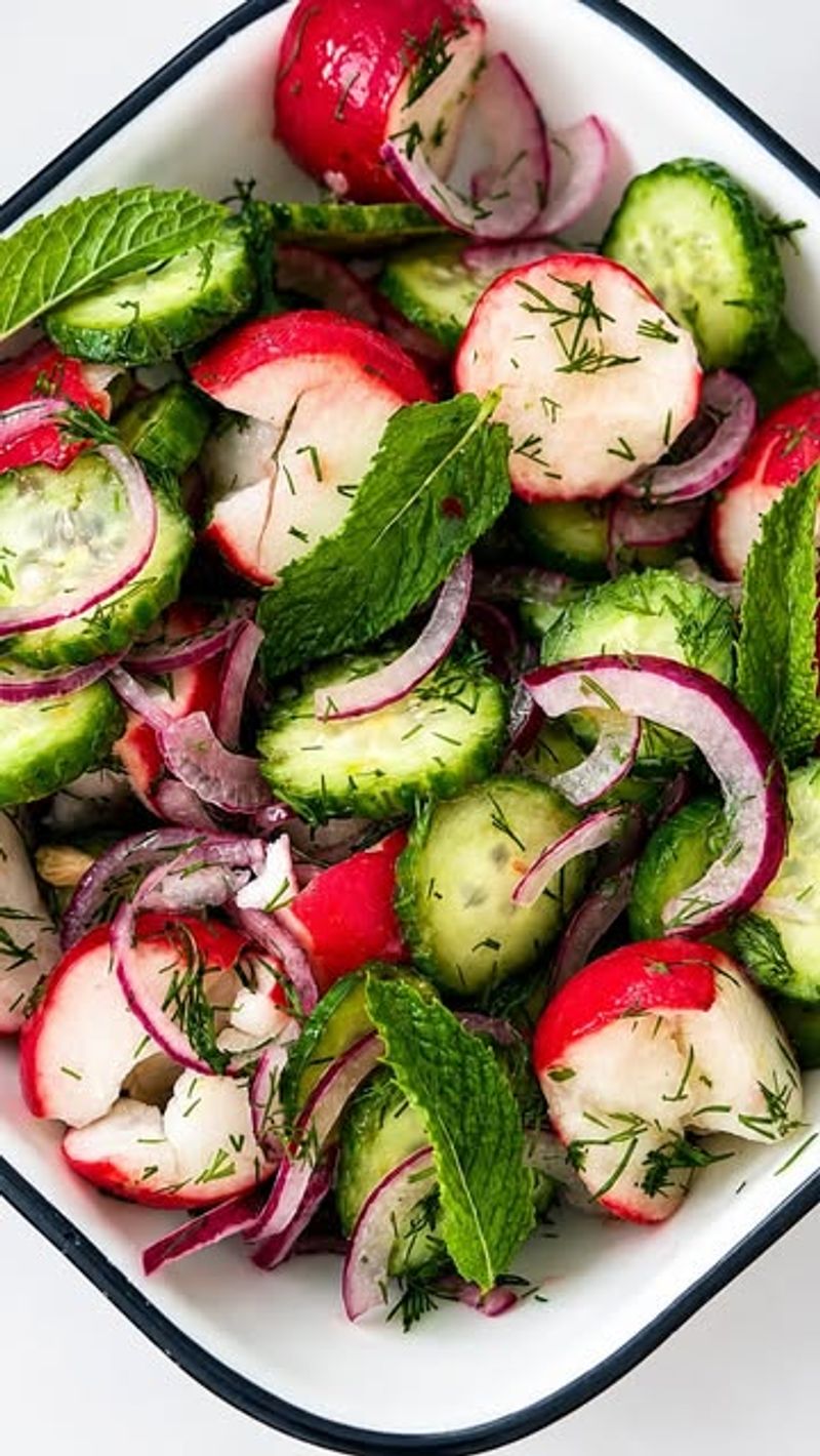 Smashed Cucumber and Radish Salad