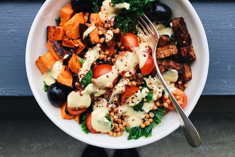 Grain Bowl With Roasted Veggie Toppings