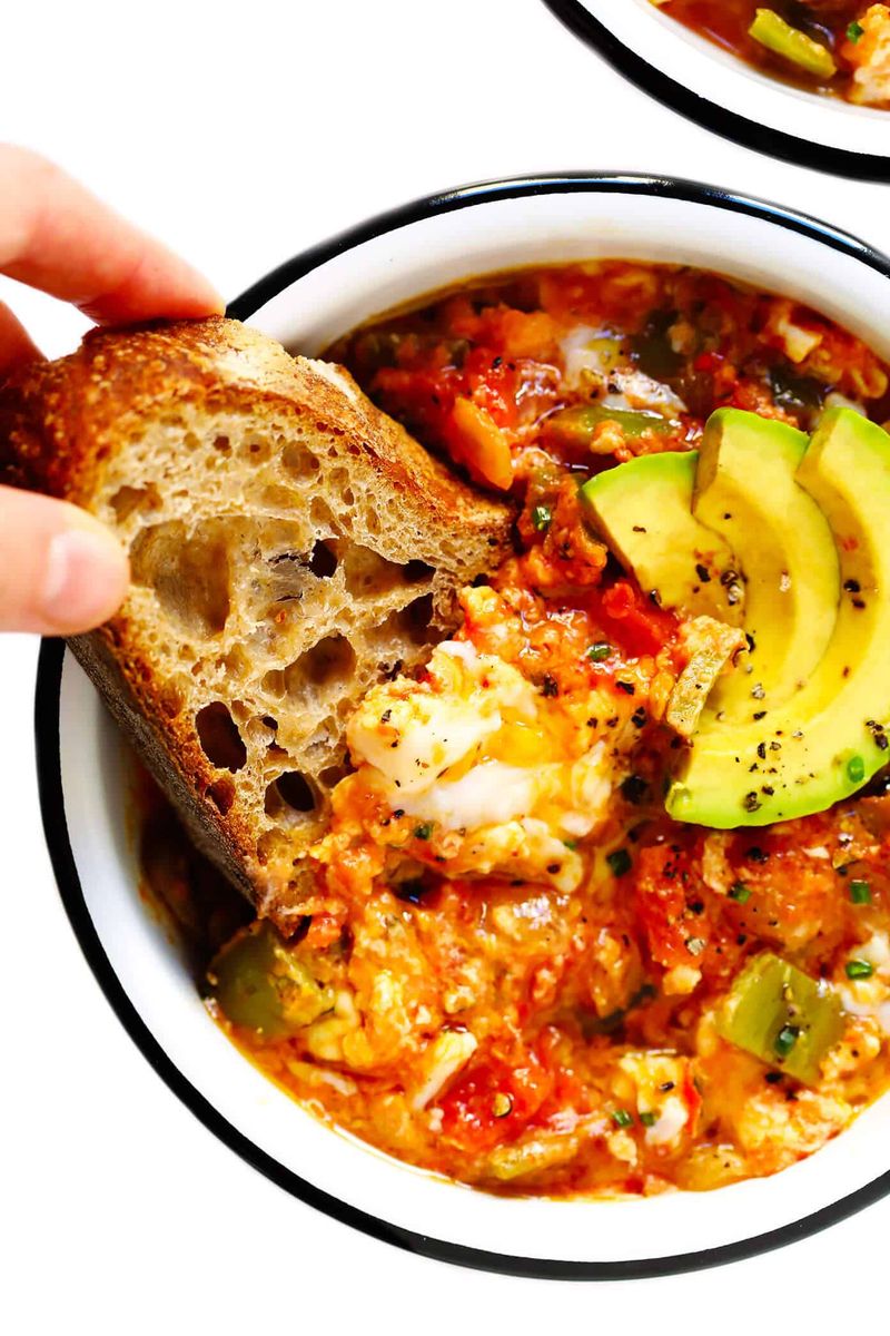 Turkish Menemen Scrambled Eggs with Tomatoes and Peppers