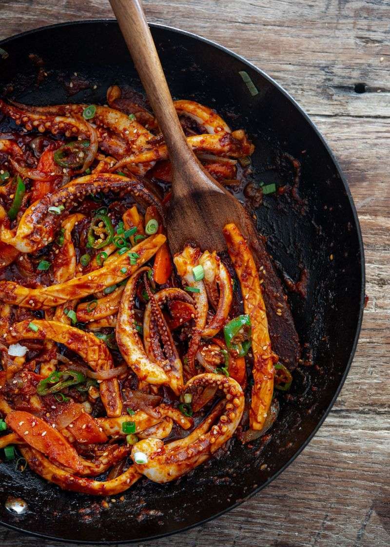 Ojingeo Bokkeum Myeon (Spicy Squid Stir-Fried Noodles)