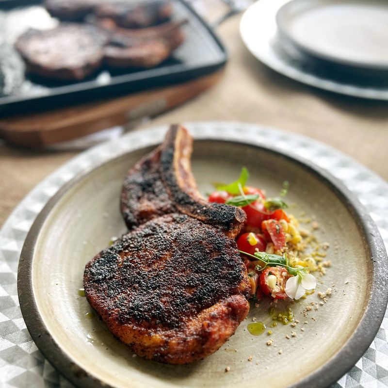 Cajun Spiced Pork Chops with Corn Salad