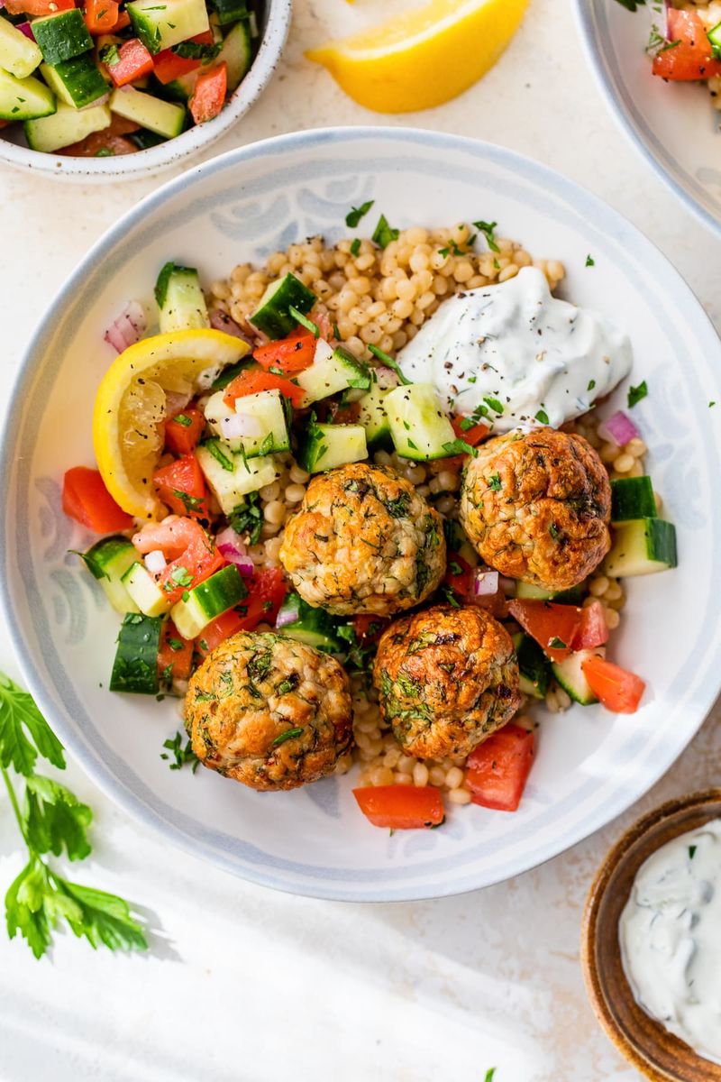 Turkey Meatball and Herbed Couscous Bowl