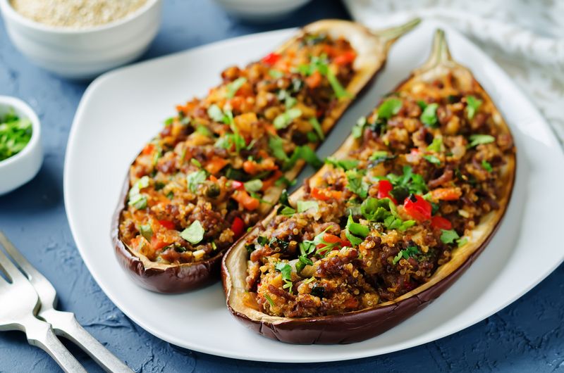 Smoky BBQ Pulled Pork Stuffed Aubergine