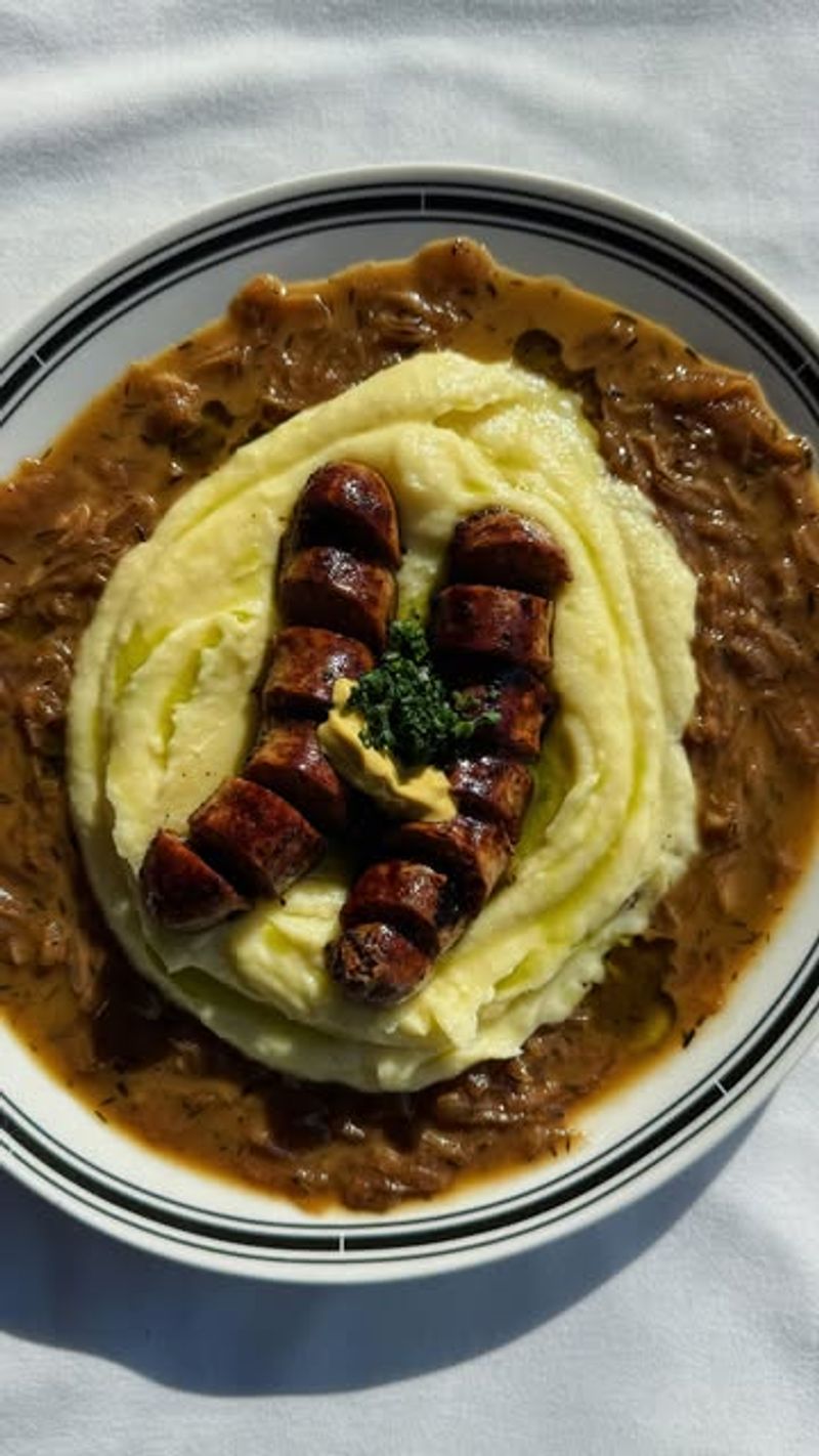 Truffle Oil Mash with Merguez Sausages