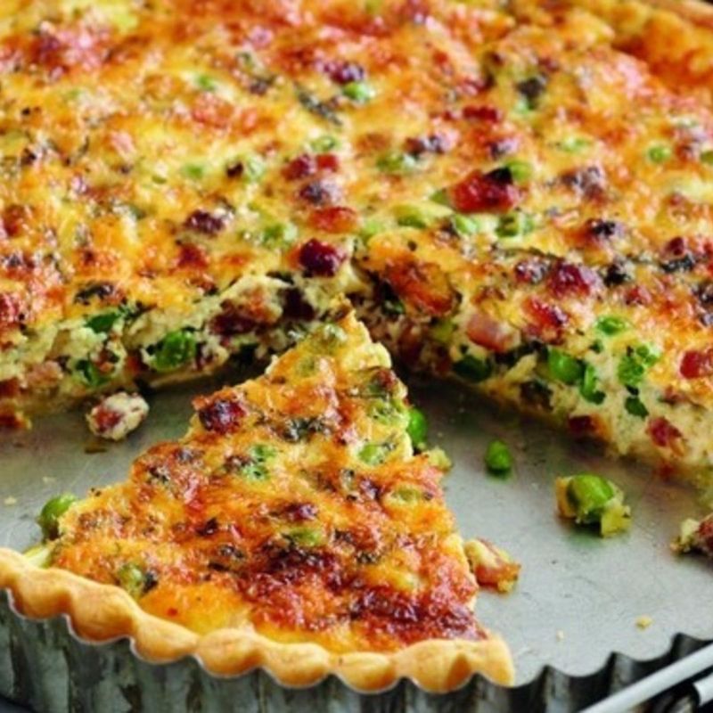 Pea and Pancetta Quiche