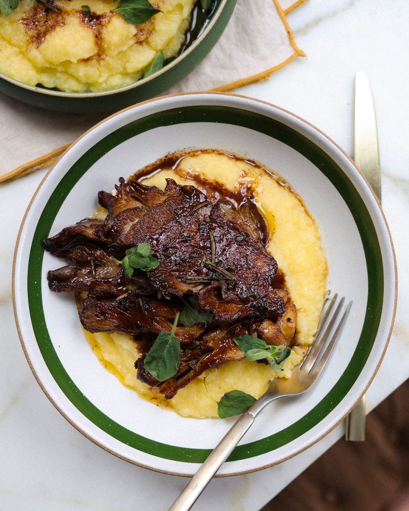 Upside-Down Polenta Cake with Wild Mushrooms