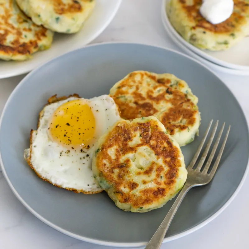 Sausage Mash Cakes with Fried Egg on Top