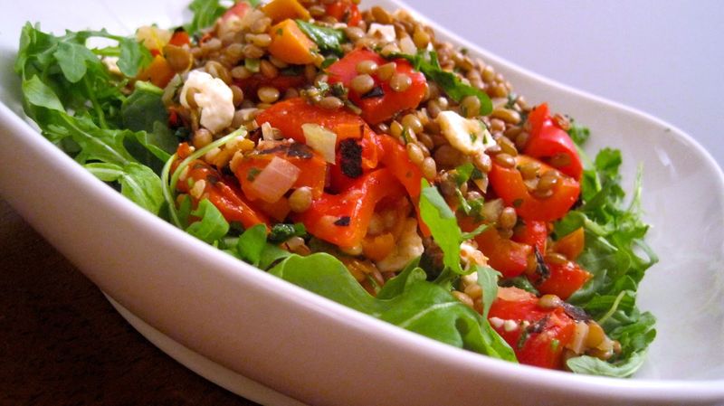 Smoky Lentil and Roasted Pepper Salad