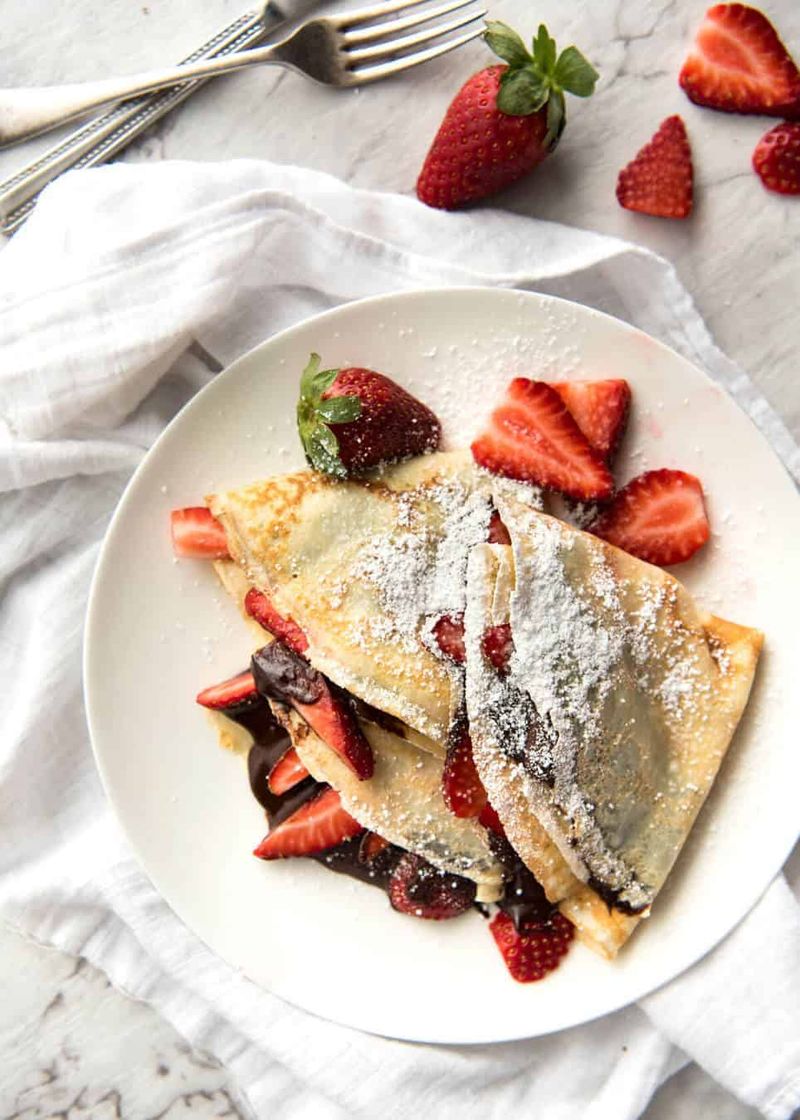 Crepes with Warm Nutella and Strawberries