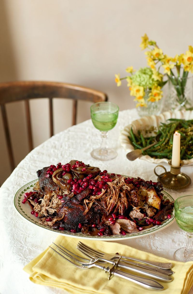 Slow-Cooked Lamb Shoulder with Pomegranate Glaze
