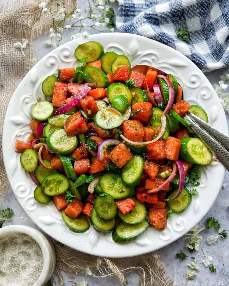 Watermelon Cucumber Salad