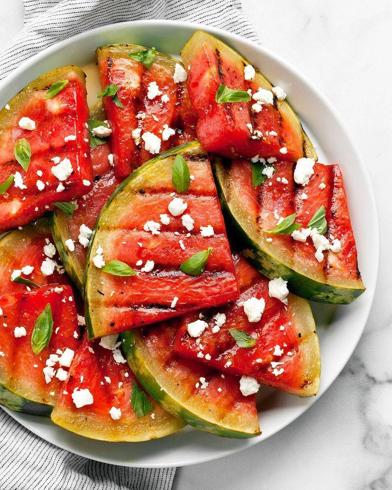 Grilled Watermelon with Honey and Basil