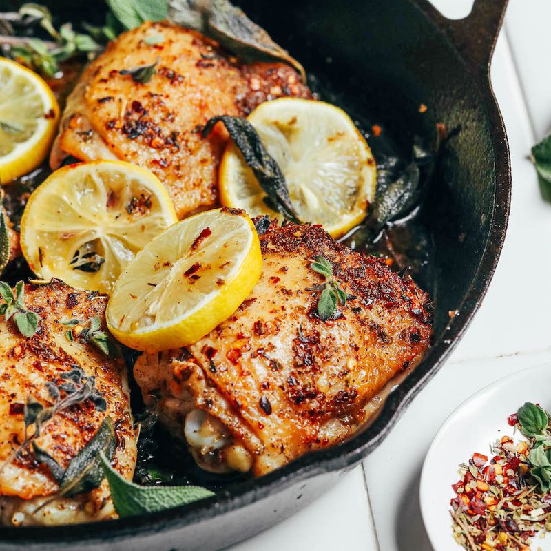 Herb-Crusted Baked Chicken Thighs with Roasted Asparagus