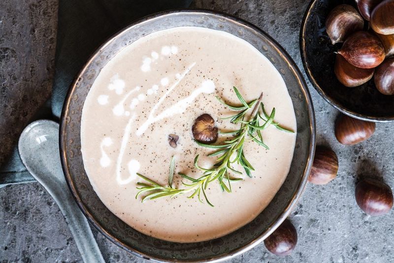 Chestnut Soup with Rosemary and Cream