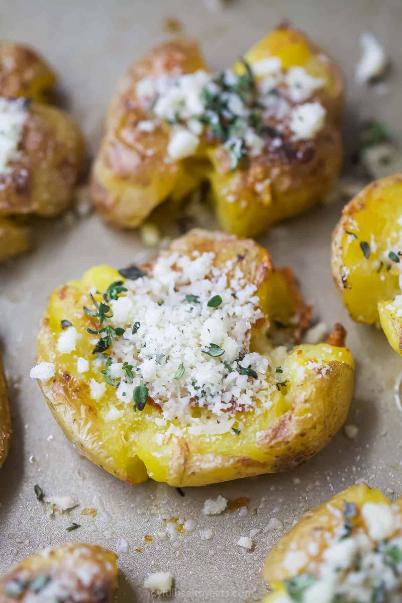 Crispy Smashed Potatoes with Garlic Herb Butter